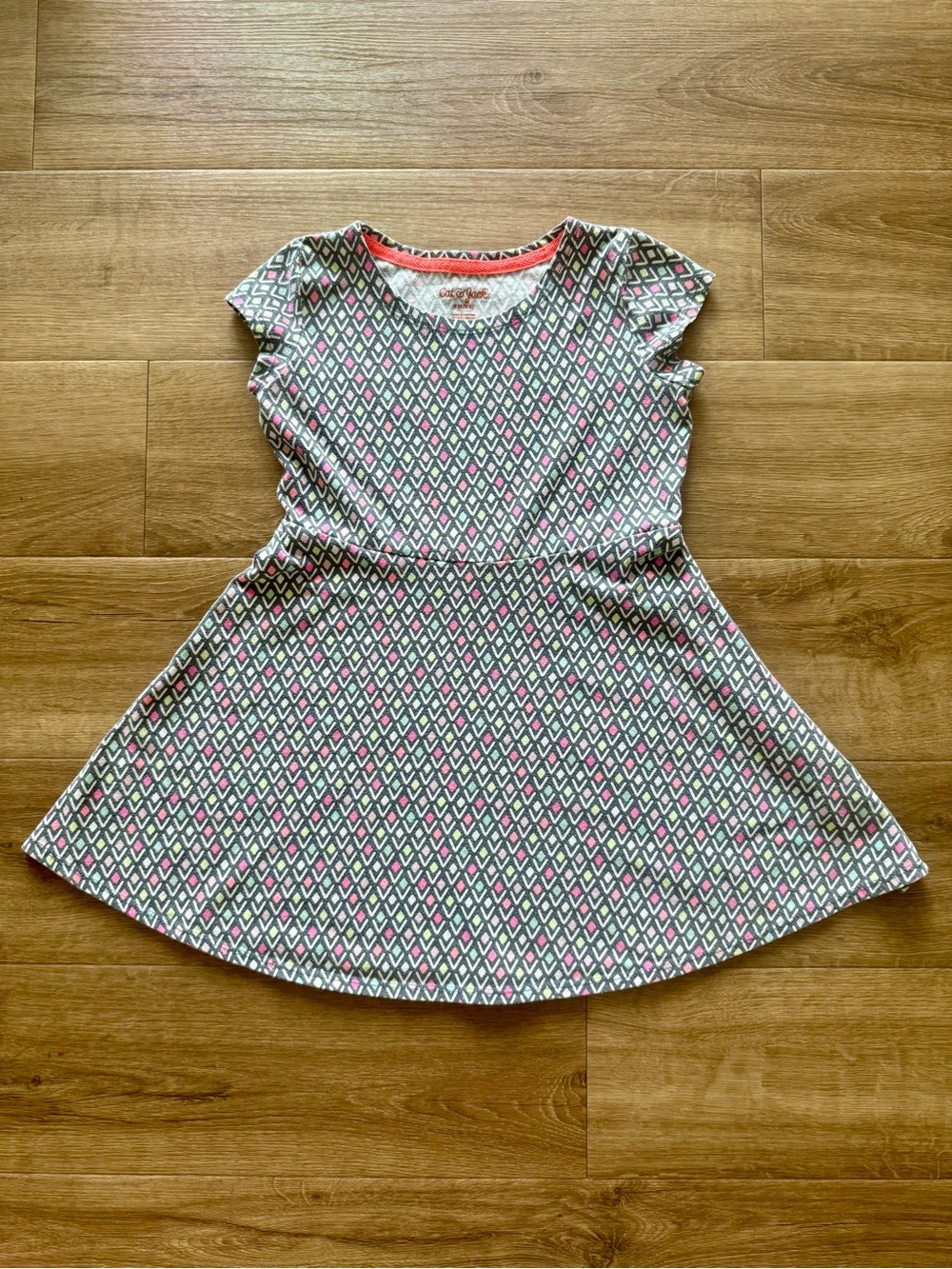 🌸 Cat & Jack Geometric Cotton Dress – Size 6/6X – Good Used Condition